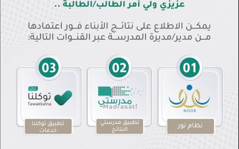 تحميل تطبيق توكلنا نتائج الطلاب عبر نظام نور 1444-2023 في السعودية